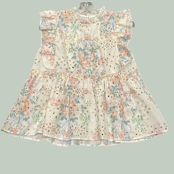 Tops - Kim Floral Top Tiered Cottagecore Boho Peasant Medium Ruffles Short Sleeve
